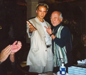 mr miyagi pat morita karate kid and Simon Winthrop share an amazing magical event at a vip table at the bellagio  casino las vegas